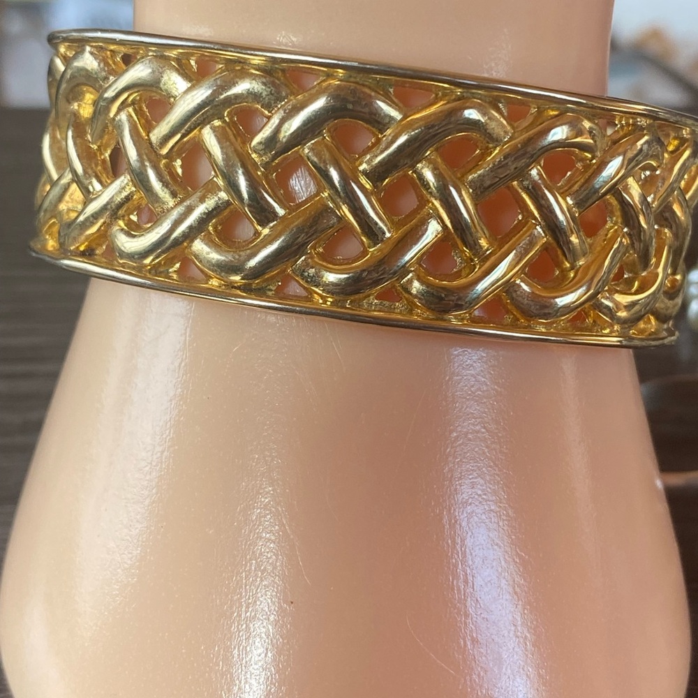 Gold Tone  Woven Bangle